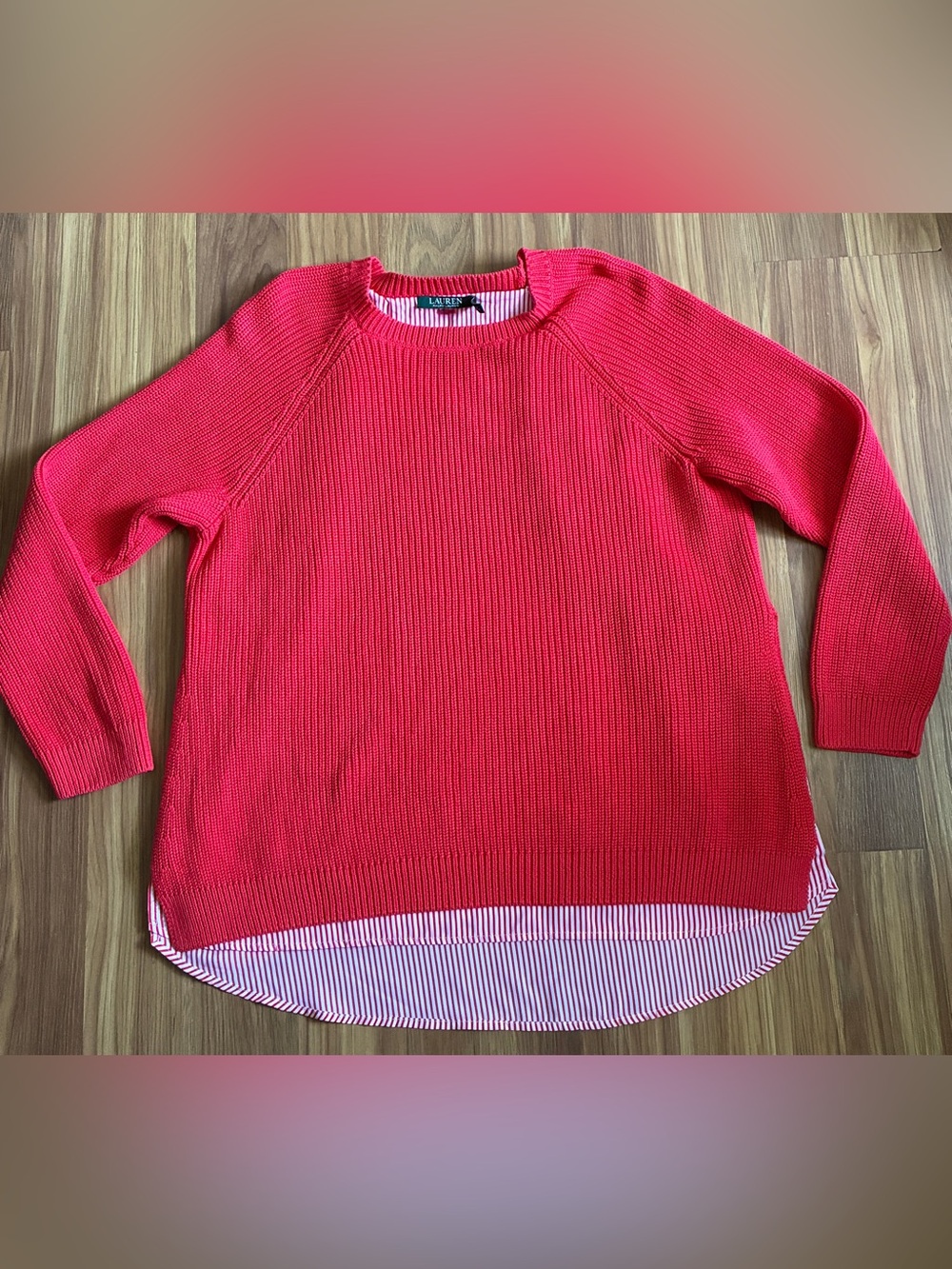 Lauren Ralph Lauren Layered Knit Sweater Red Size 1x
